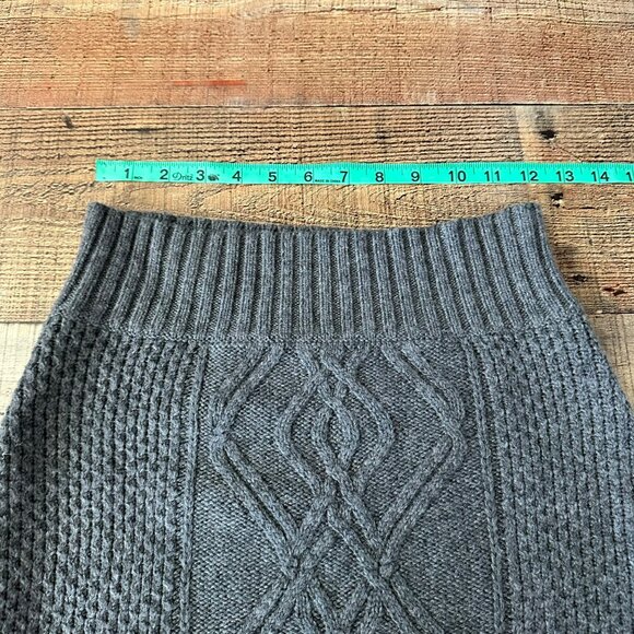 Gray Knit Pencil Skirt Moda Cable Pattern Wool Blend Ribbed Waist Size S - Picture 2 of 5